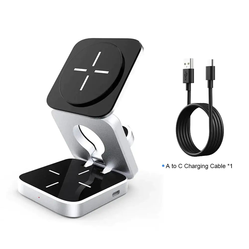 3 In 1 Foldable Magnetic Wireless Charger Stand