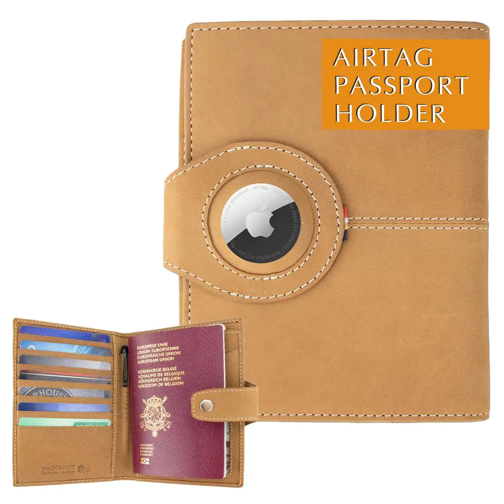 GARZINI Passport Holder with AirTag Passport Wallet with RFID Travel Accessories Travel Document Holder with ID Window