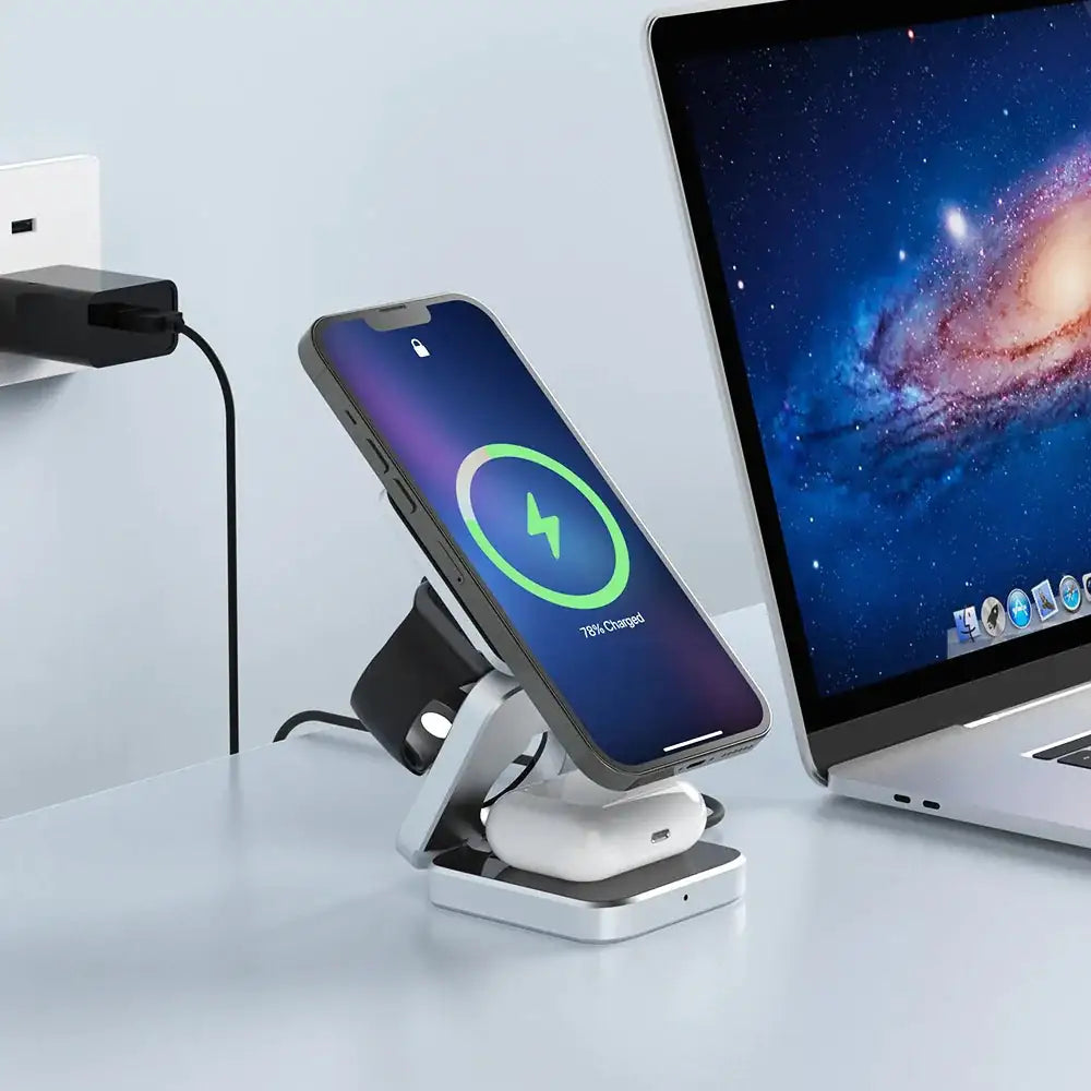 3 In 1 Foldable Magnetic Wireless Charger Stand